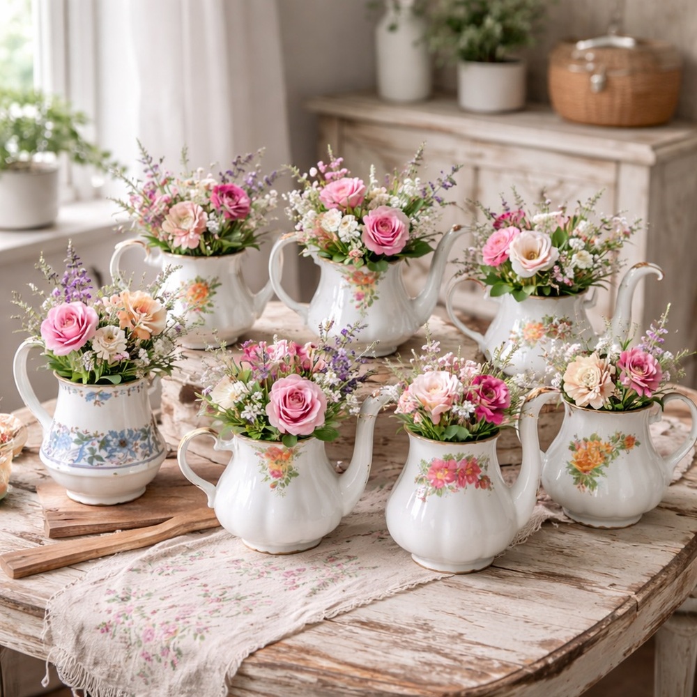 Set of 9 Upcycled Vintage Coffee Pots & Teapots – Floral Planters | Royal Albert
